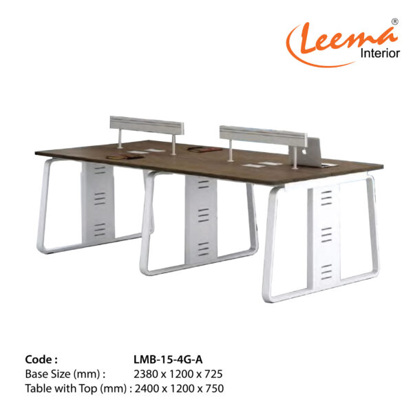 Leema Modern Metal Base Four Gang Workstation  |  Code : LMB-15-4G-A