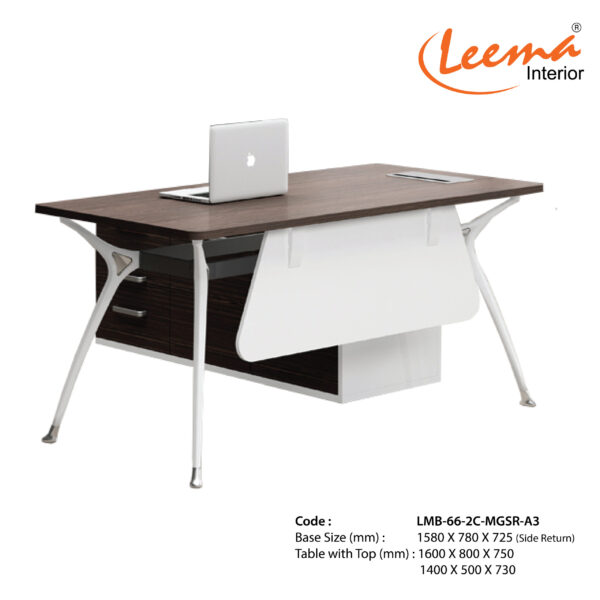 Leema Modern Metal Base Director’s Table  |  LMB-66-2C-MGSR-A3