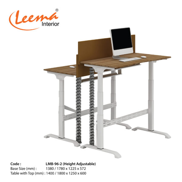 Leema Modern Metal Base Height Adjustable Table  |  Code : LMB-96-2 (Height Adjustable)